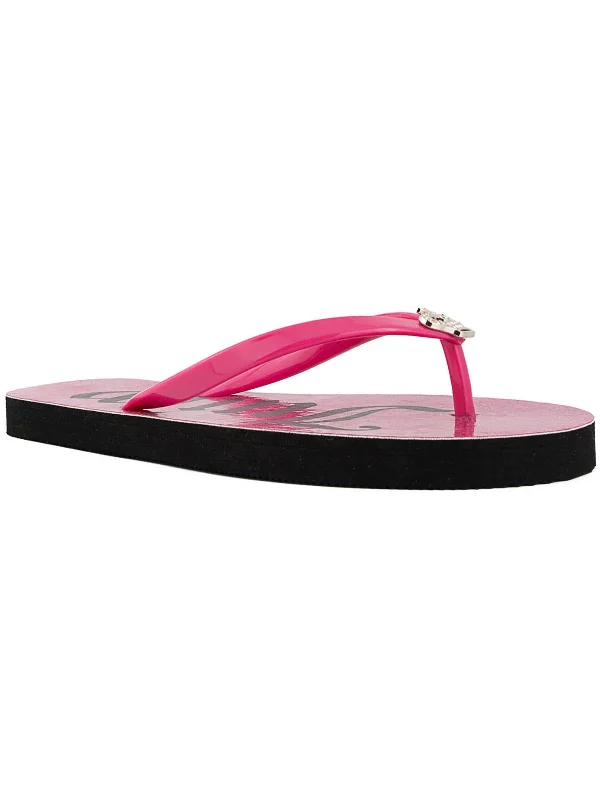 Slene Womens Embellished Rubber Flip-Flops