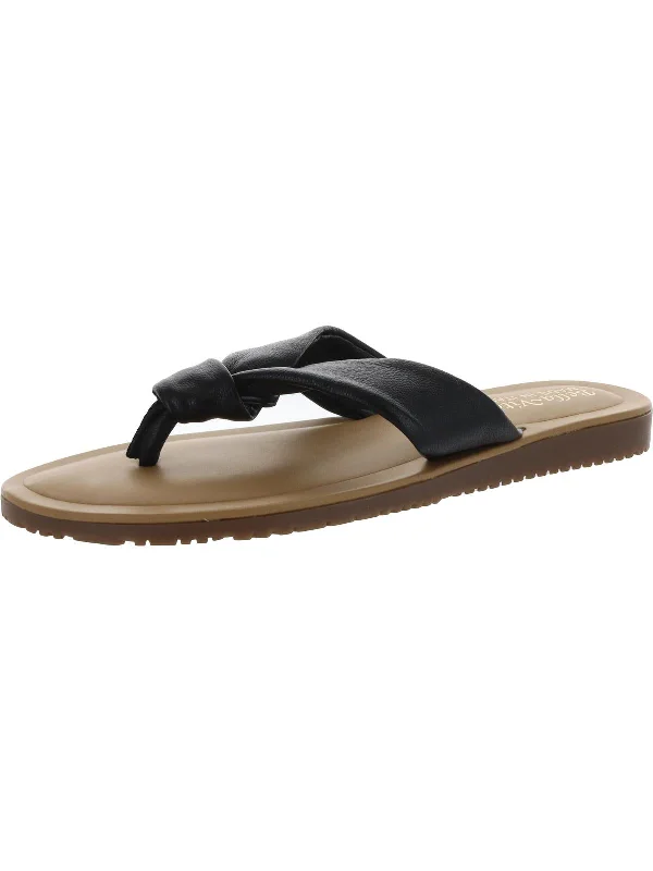 Womens Leather Slip On Thong Sandals