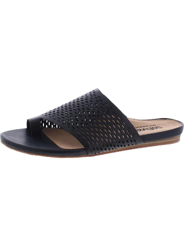 Corsica II Womens Leather Laser Cut Flat Sandals