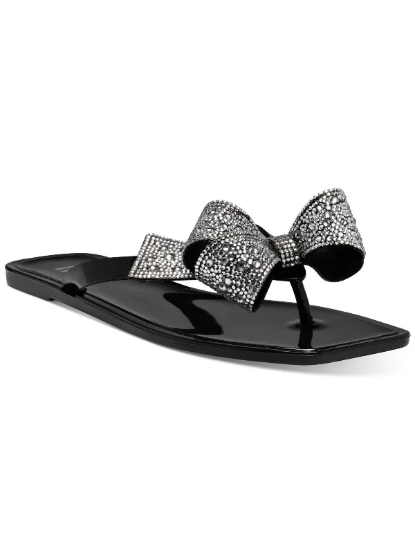 Joyma Womens Rhinestone Thong Jelly Sandals